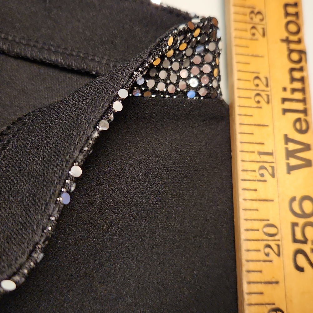 Sequin Trim Black Tunic Top – Sparkly Short Sleeve Blouse, Holiday Party Look - Picture 6 of 10
